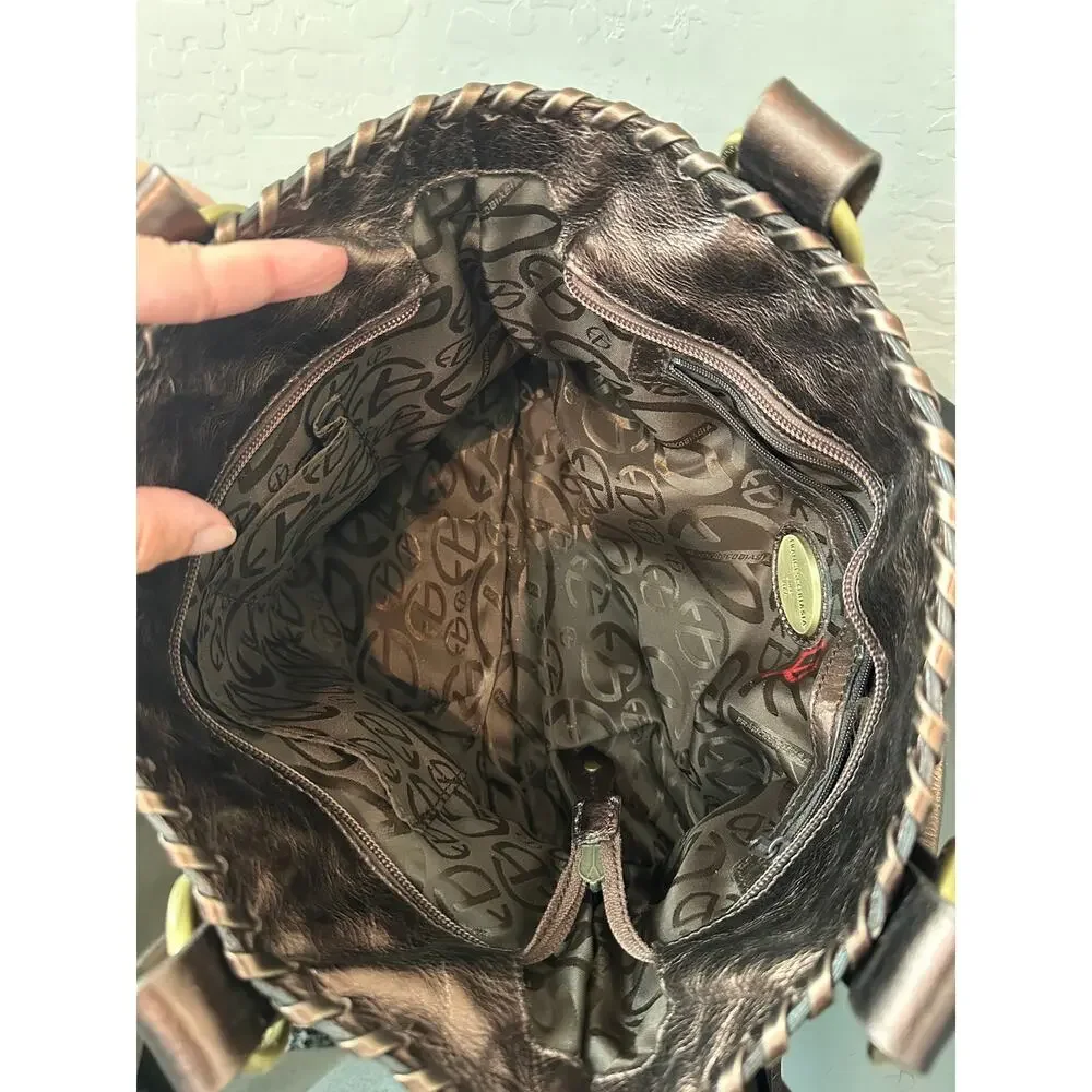 FRANCESCO Biasia Metallic Bronze Leather Snakeskin Embossed Braided Y2K Bag